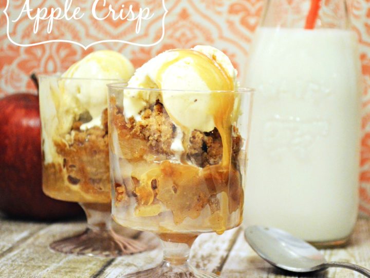 This Apple Crisp recipe is the perfect dessert for any time of the year. It's filled with fresh sliced apples and is topped with a cinnamon buttery streusel topping. Finish it off with a large scoop of vanilla ice cream for a tasty dessert treat!
