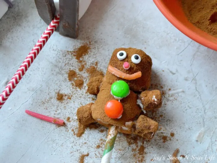 Insanely cute and festive Holiday Marshmallow Dippers, perfect for dipping into a warm cup of eggnog hot chocolate. Learn how to make these easy snowmen, reindeer, and gingerbread man marshmallow Dippers in just a few steps.