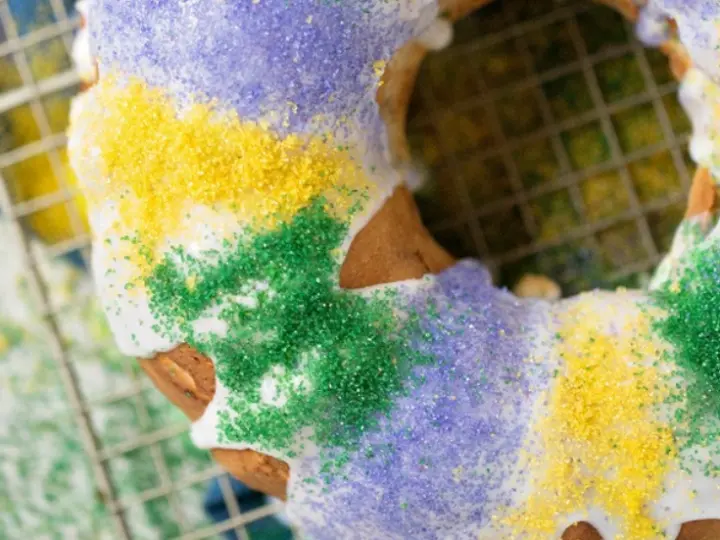 Mardi Gras King Cake. Hands down one of my absolute favorite cake recipes. Create a festive cake that the whole family will love. Checkout the full recipe to see what secret ingreident I use in my recipe.