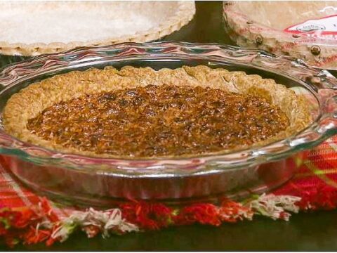 Pecan Pie Recipe in celebration of National Pecan Pie day July 12th. As seen on Fox 45 news, JaysSweetNSourLife shared this delicious recipe featuring a Spicy Praline Bacon Topping.