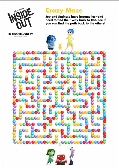 Check out these awesome activity sheets and recipe idea's from Disney's new movie INSIDE OUT hitting theaters on June 19th!
