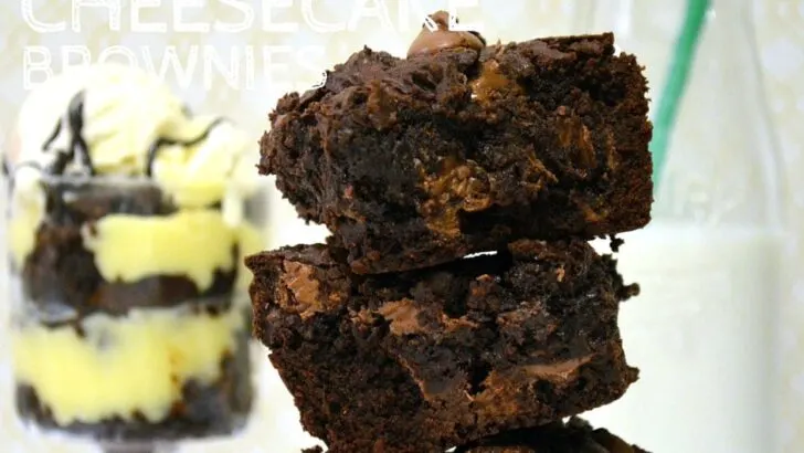 Fudgy Cheesecake Brownies. Decadent made from scratch fudgy brownies smothered with a creamy cheesecake filling. These easy to make fudgy cheesecake brownies are moist and full of decadent chocolate flavor.