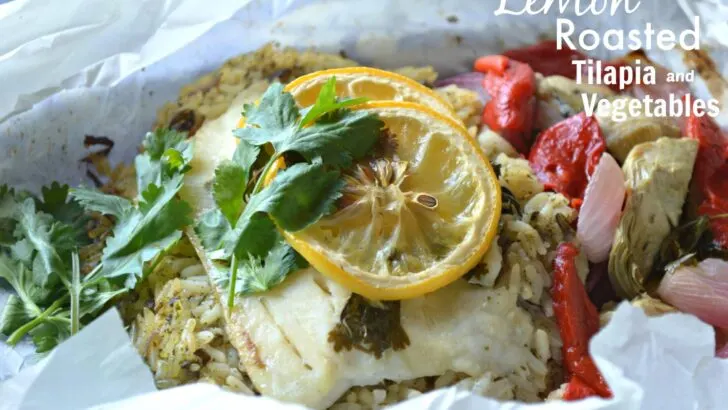 Lemon Roasted Tilapia and Vegetables Recipe. Dinner for two has never been so easy and delicious. This Fresh Lemon Roasted Tilapia and Vegetables are full of fresh flavor and spices.