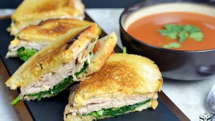 Turkey Pesto Grilled Cheese soup pair. If you are looking for that restaurant&nbsp;quality bistro sandwich, look no further. Bring the bistro home when you try my Turkey Pesto Grilled Cheese.