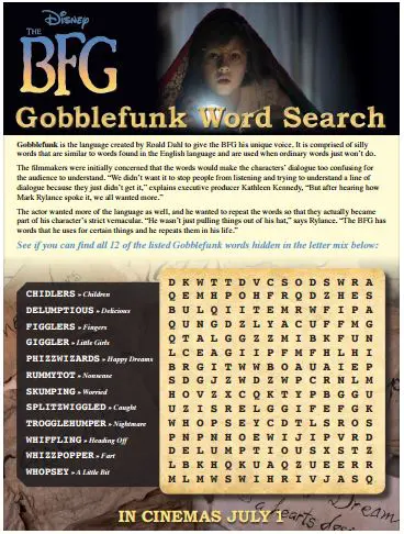 BFG Word search
