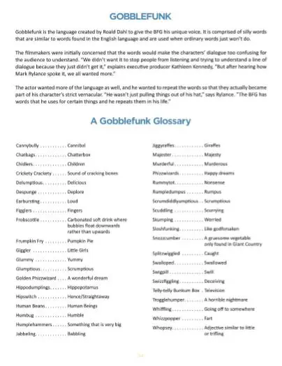 The BFG Gobblefunk Glossary