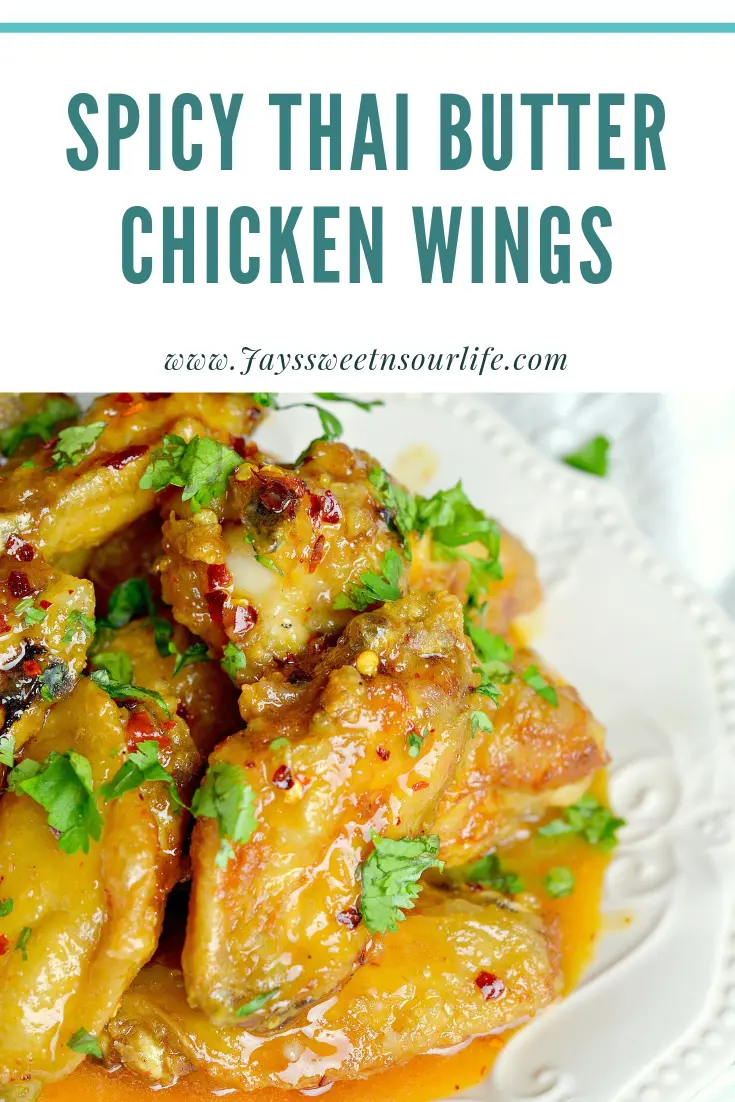 Spicy Thai Butter Chicken Wings. Perfect for any night, these Thai inspired Spicy Buttery Chicken Wings are so easy to make and oh so delicious. 
