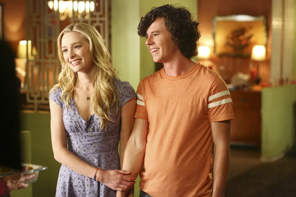 THE MIDDLE - "The Core Group" - Frankie and Mike are excited to meet April (Greer Grammer) - the love of Axl's life - but discover that love may indeed be blind when April reveals a quirky personality trait. Meanwhile, after getting bit by the acting bug while working at Dollywood over the summer, Sue wants to change her major to theater, and Brick is starting high school and making it his mission to try for a fresh start and not be considered one of the weird kids, on the season premiere of "The Middle" on its new night, TUESDAY, OCTOBER 11 (8:00-8:30 p.m. EDT), on the ABC Television Network. (ABC/Michael Ansell) GREER GRAMMER, CHARLIE MCDERMOTT