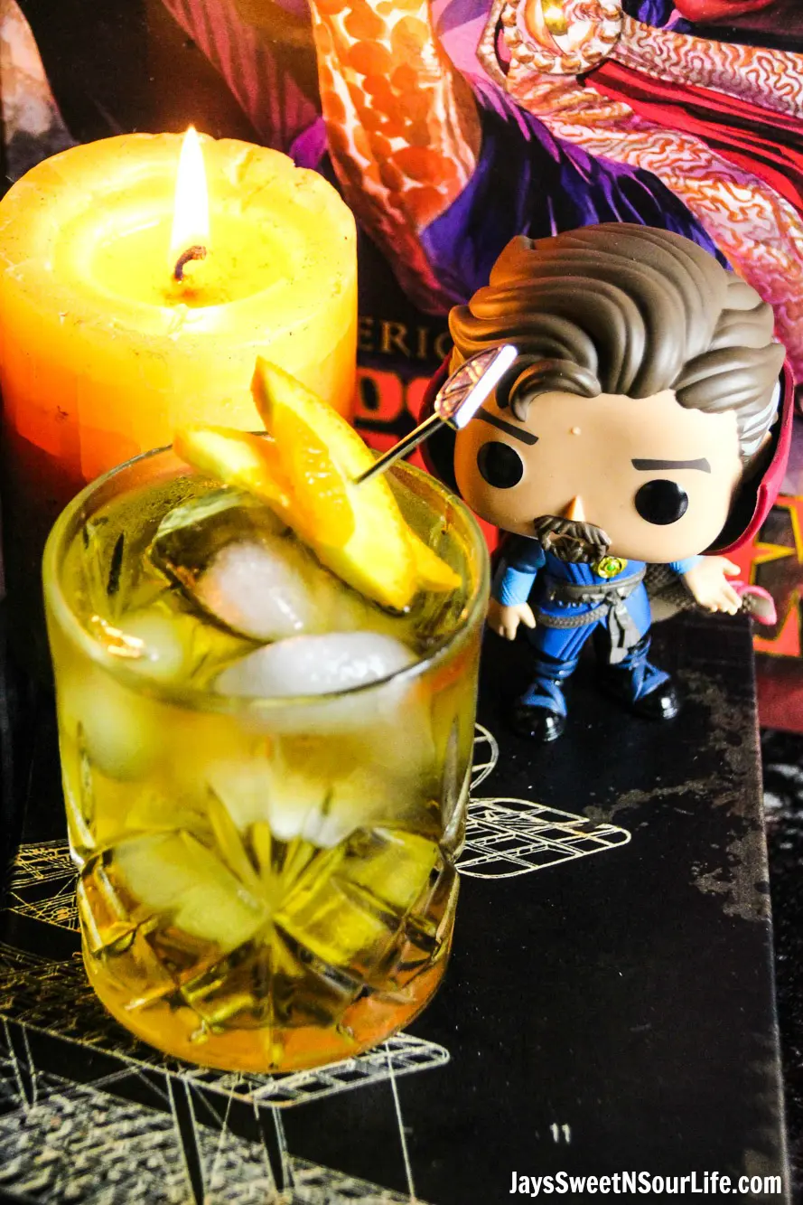 This drink so out of this world deliciously good, If you are looking for a way to celebrate the opening of Marvel's Doctor Strange Movie then this is the way you want to go. The Strange Manhattan is an out-of-this-world delicious adult beverage that you can enjoy while battling the dark forces from your couch.