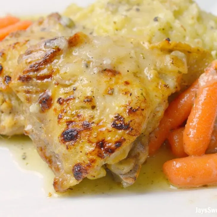 Lemon and Herb Chicken Plated. From prep to finish my Instant Pot Lemon and Herb Chicken and Mashed Potatoes are ready in just 30 minutes. Amazingly flavorful with a savory lemon and herb sauce, this chicken dinner easily feeds a family of 5.