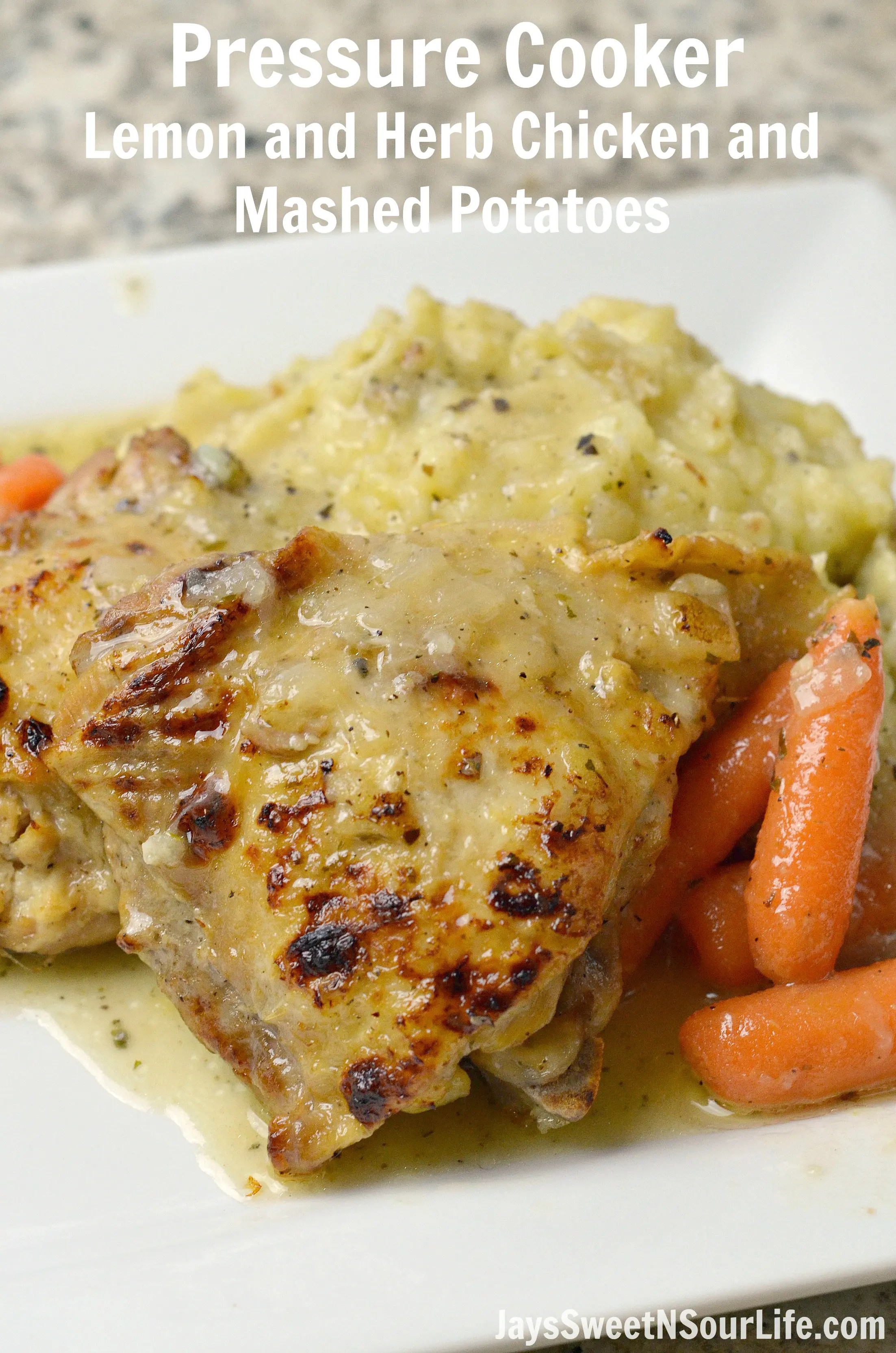 Instant Pot Lemon and Herb Chicken. From prep to finish my Instant Pot Lemon and Herb Chicken and Mashed Potatoes are ready in just 30 minutes. Amazingly flavorful with a savory lemon and herb sauce, this chicken dinner easily feeds a family of 5.