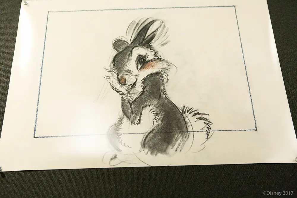 Original sketch of Disney's Bambi girl bunny character.