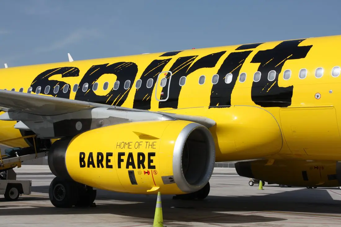 Fly more and pay less with Spirit Airlines bare fare. A side shot of Spirit Airlines A319 Side Exterior.
