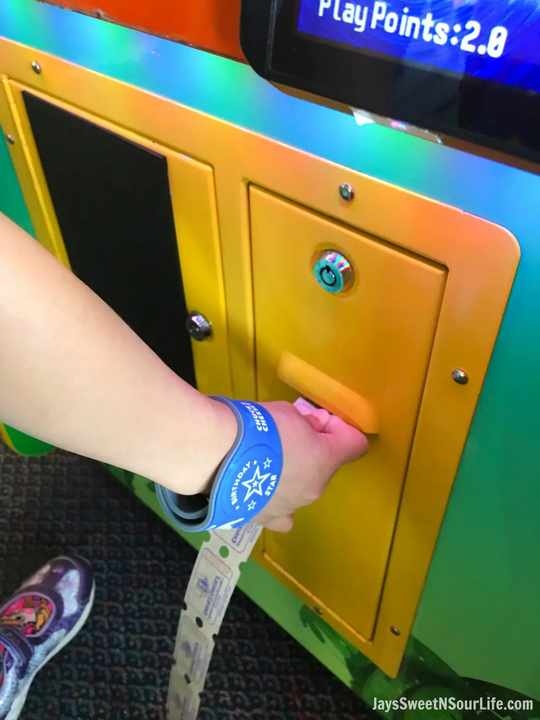 Chuck e cheeses VIP birthday Party Tickets and birthday star customized wristband. Book your party today and have guests enjoy 2 hours of unlimited game play.
