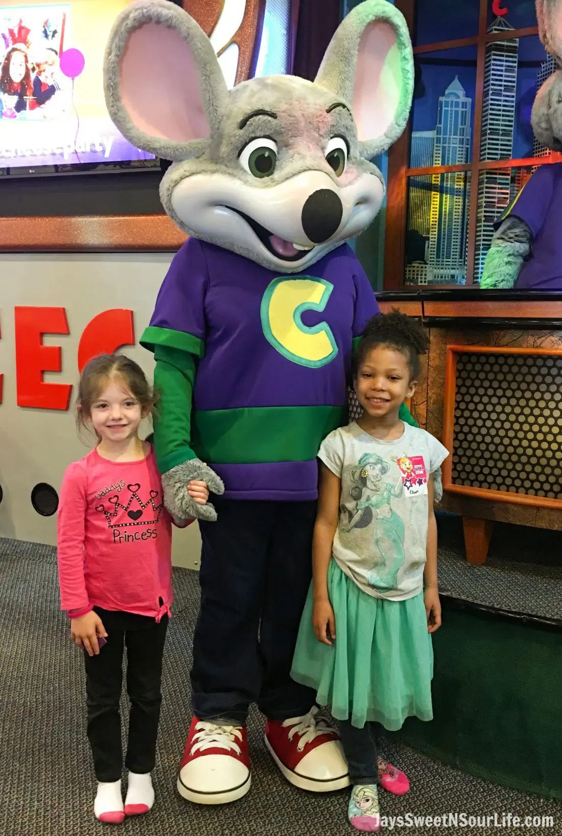 Chuck e cheeses VIP birthday party little girls with Chuck E. Character. Book your party today and have guests enjoy 2 hours of unlimited game play.