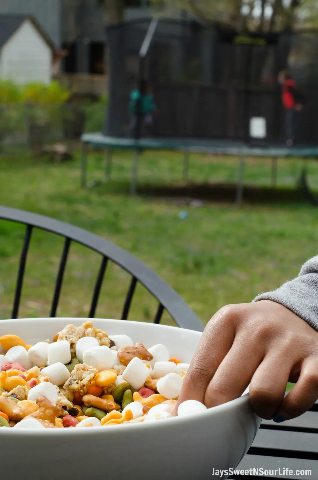 Goldfish Trail mix is the perfect on the go snack for famlies. Enjoy your trailmix in a large serving bowl for the whole family to enjoy in your own backyard.