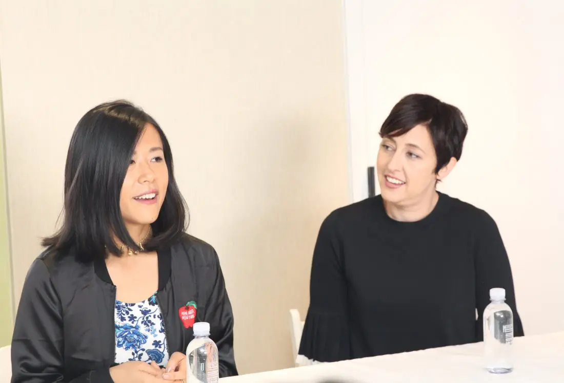 Behind the scenes with “Bao” Director Domee Shi & Producer Becky Neiman Post answering questions at interview with bloggers. Directed by Domee Shi, Bao” opens in theaters on June 15, 2018, in front of “Incredibles 2.”