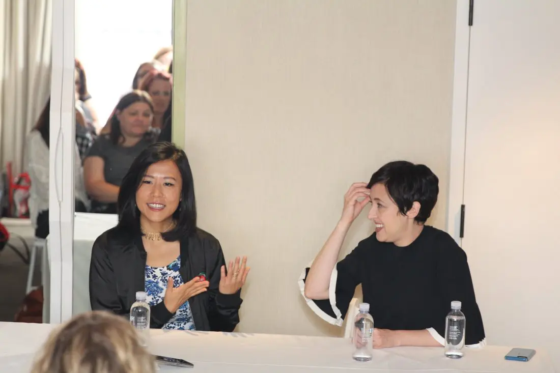 “Bao” Director Domee Shi & Producer Becky Neiman Post answering questions at interview with bloggers. Directed by Domee Shi, Bao” opens in theaters on June 15, 2018, in front of “Incredibles 2.”