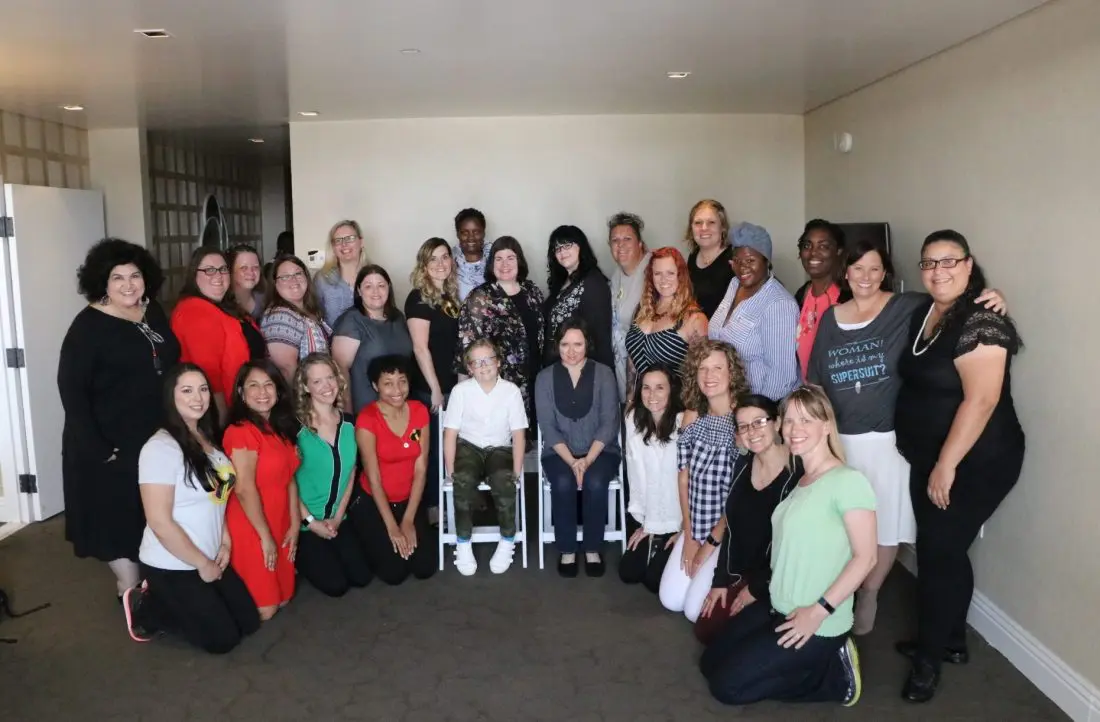 Group photo at Incredibles 2 Interview with Sarah Vowell & Huck Milner. Voice actors of Dash and Violet Parr Tell All in this revealing exclusive interview.