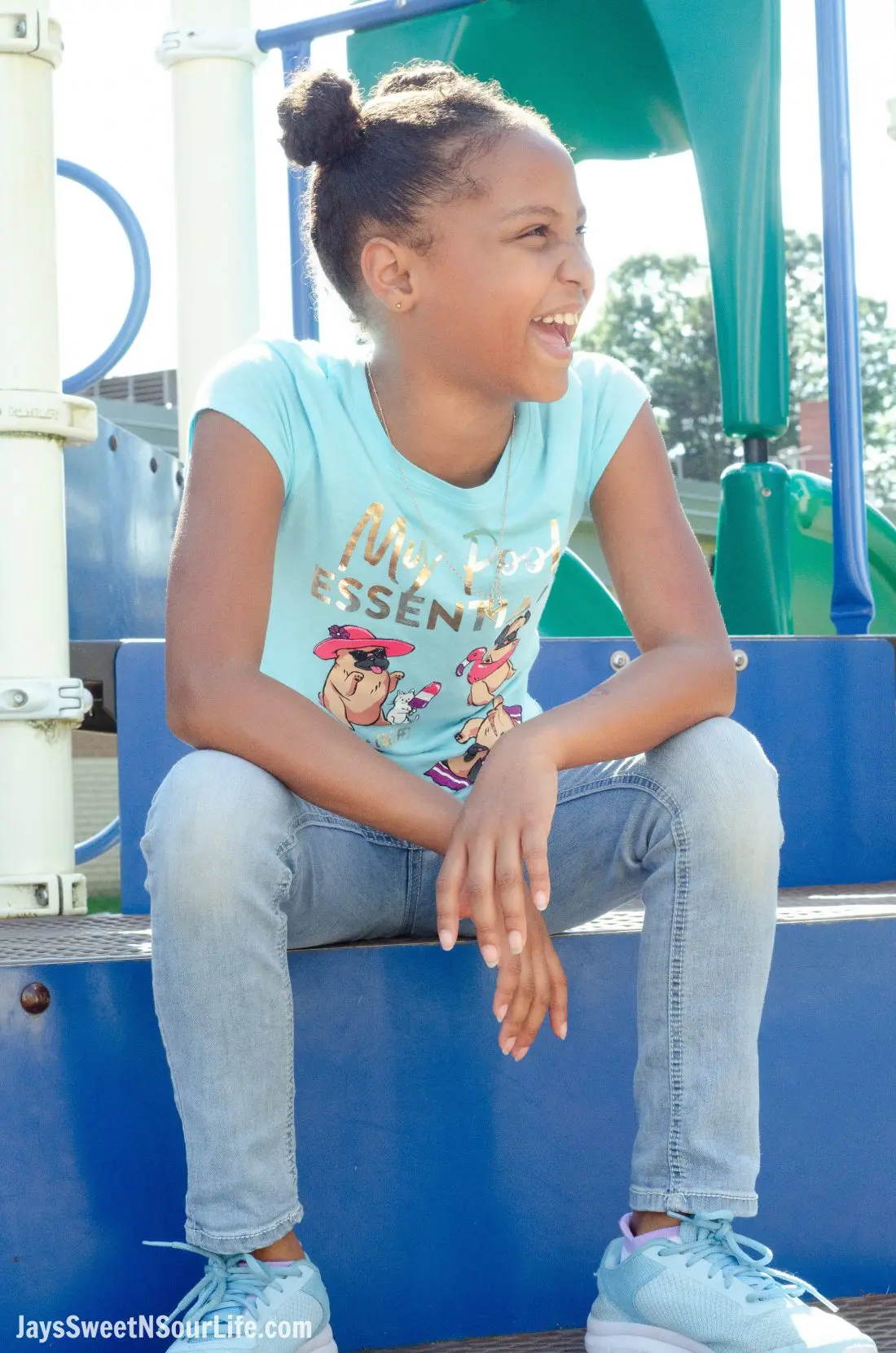 Justice Back To School Shirt Lifestyle Shot. Back To School Must Have Fashion For Tweens via JaysSweetNSourLife.com
