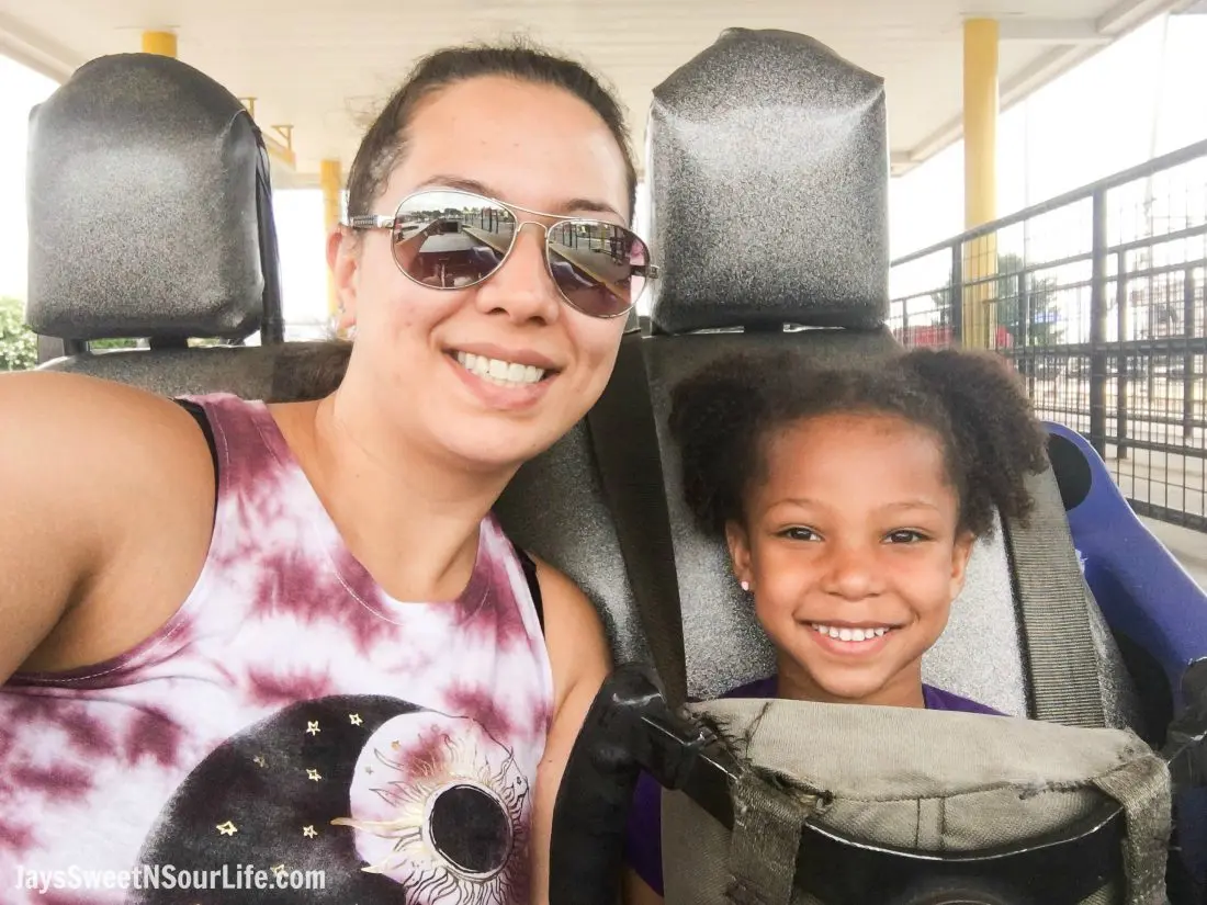 SpeedPark - Visit Cabarrus County Track Mom and daughter selfie. A Large Families Adventure Guide To Cabarrus County - North Carolina - via JaysSweetNSourLife.com.