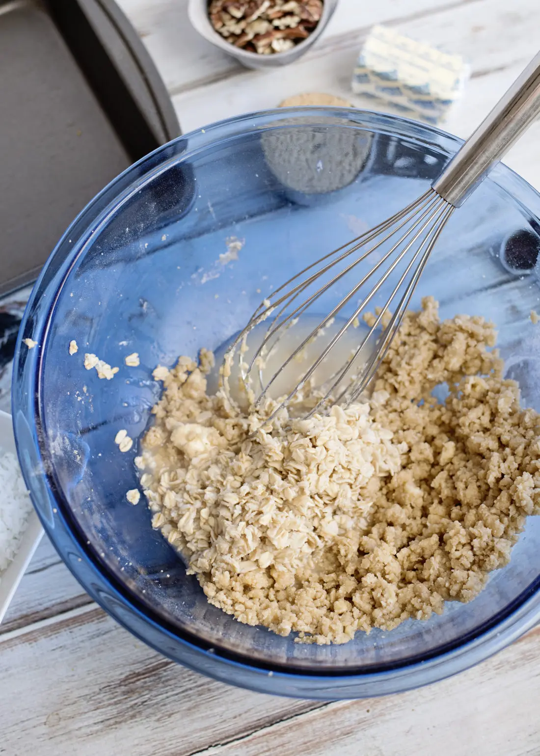 Oatmeal Cake with Coconut Pecan Frosting Step 6 Mix sugars and oatmeal together in bowl with whisk. Fill your home with the smell of an easy to make Grandma's recipe Oatmeal Cake with Coconut Pecan Frosting.