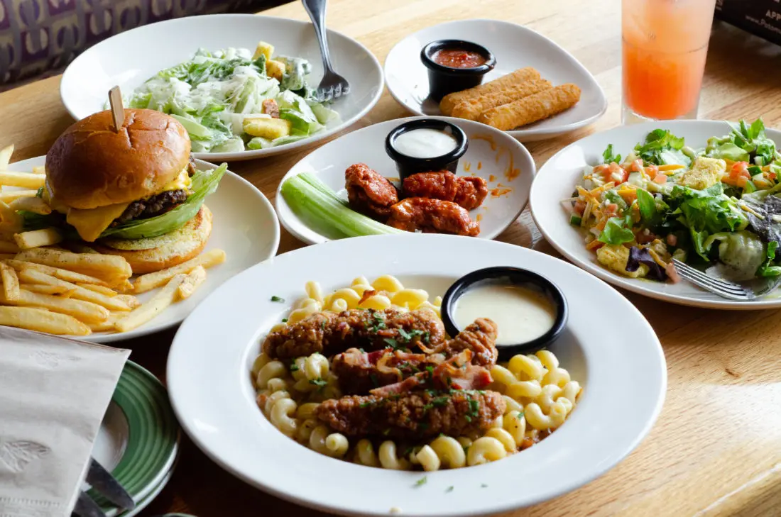 Table of food chosen from the Applebee's Three-Course Meal promotion. Take advantage of the Applebee&rsquo;s Delicious New Three-Course Meal&rsquo;s Starting at $12.