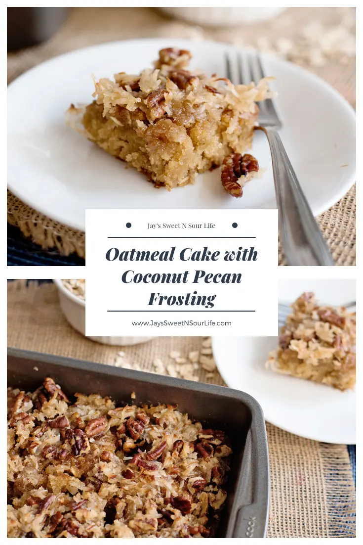 Oatmeal Cake with Coconut Pecan Frosting. Try this healthy alternative to Pecan Pie and taste my delicious Oatmeal Cake with Coconut Pecan Frosting. Easy to make and oh so delicious.