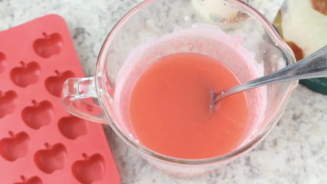 How to Make Apple Scented Soap Step 5 add the dye. Give these away as gifts for the holidays, to teachers or just use them to decorate your home.