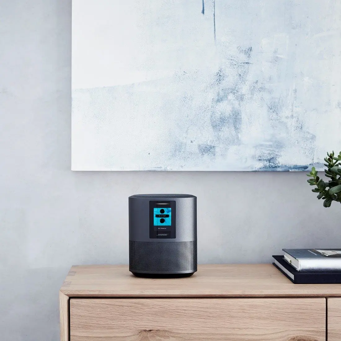 The Bose Home Speaker 500 delivers wall-to-wall stereo sound from a single speaker. Built-in voice control from Alexa puts songs, playlists, and more at the tip of your tongue.