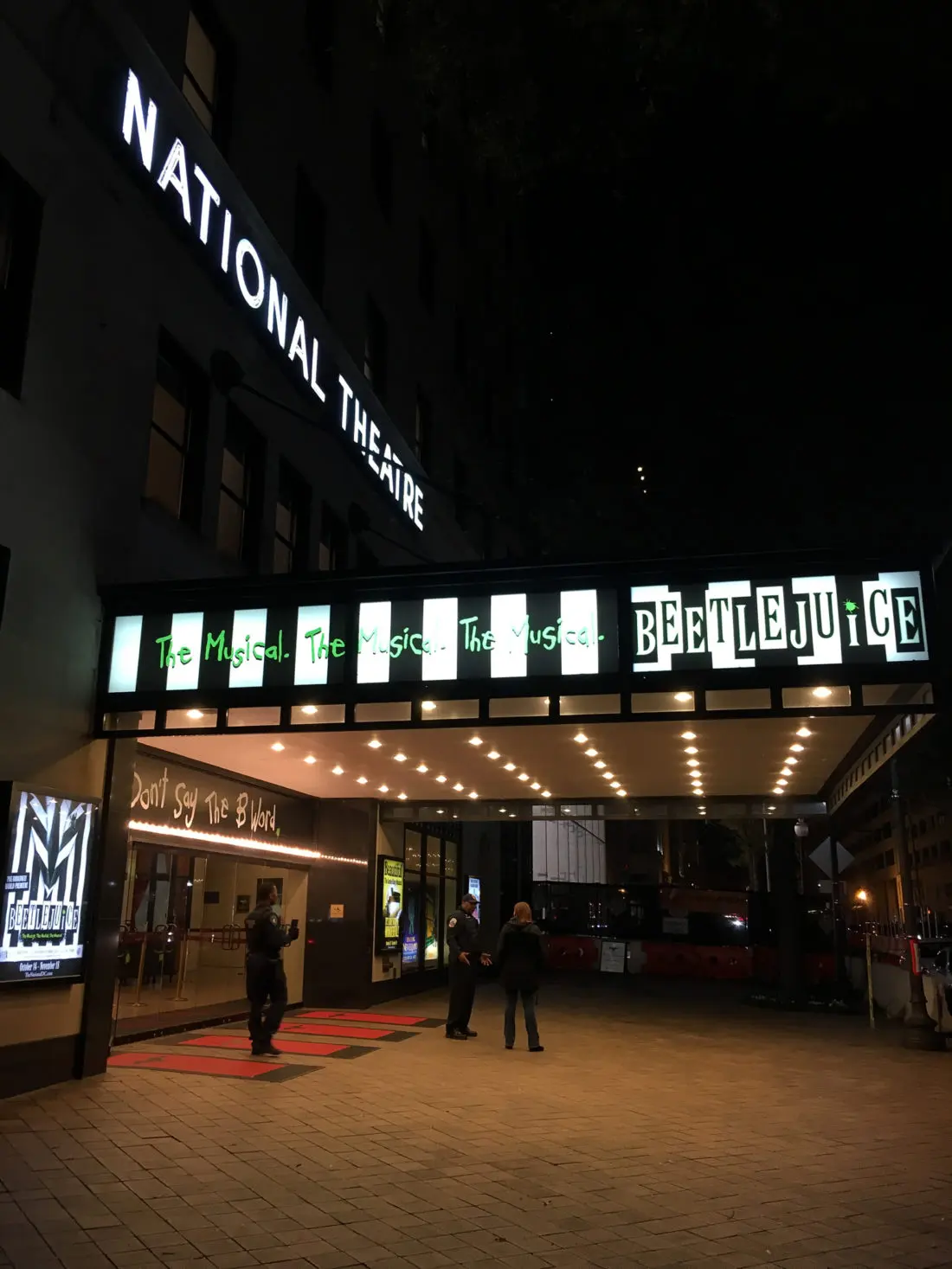 Beetlejuice The Musical National Theater DC. Beetlejuice The Musical will be showing at the National Theater in DC Now till Nov 18, 2018. Follow this Raunchy humorous musical as you explore the world of Beetlejuice even deeper than the previous movie showed.