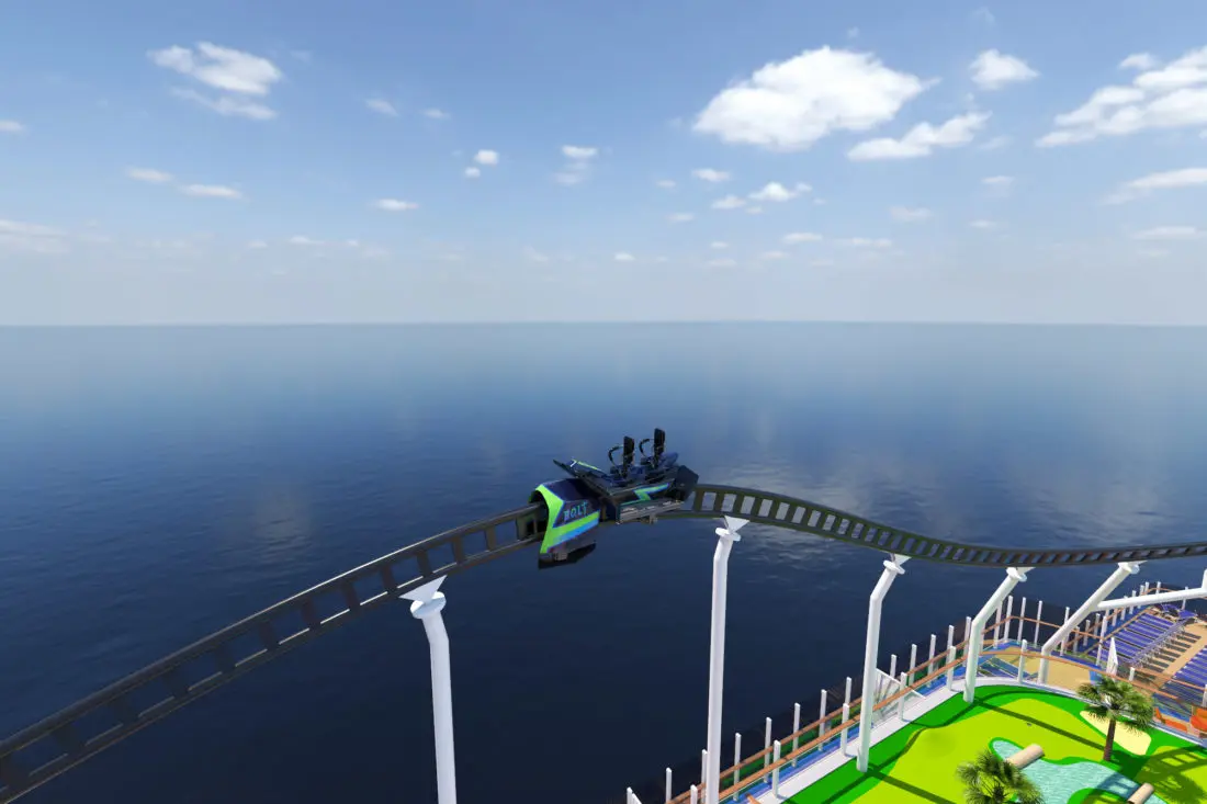 Carnival Cruise Line Bolt Roller Coaster. Carnival Cruise Line&rsquo;s&nbsp;Mardi Gras&trade;&nbsp;will feature the first-ever roller coaster at sea when it debuts in 2020. Read more about this announcement on my blog.