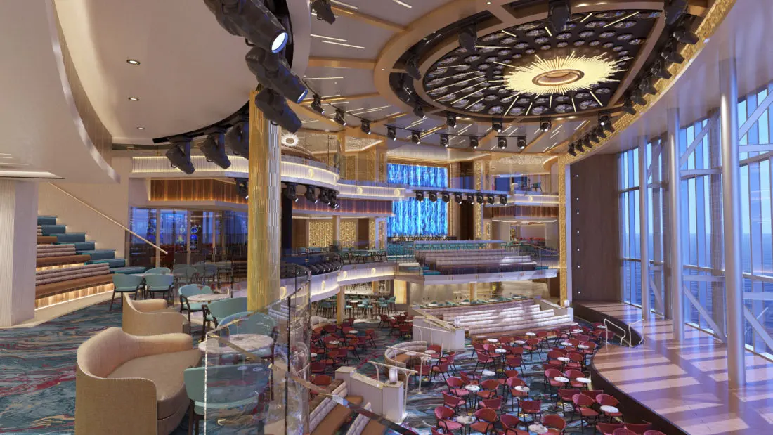 Atrium Mardi Gras Carnivel Cruise Line. Six Distinctive, Themed Zones Will Deliver the Fun Carnival is Known For, All Coming on Mardi Gras in 2020. Learn more about this ship on my blog.