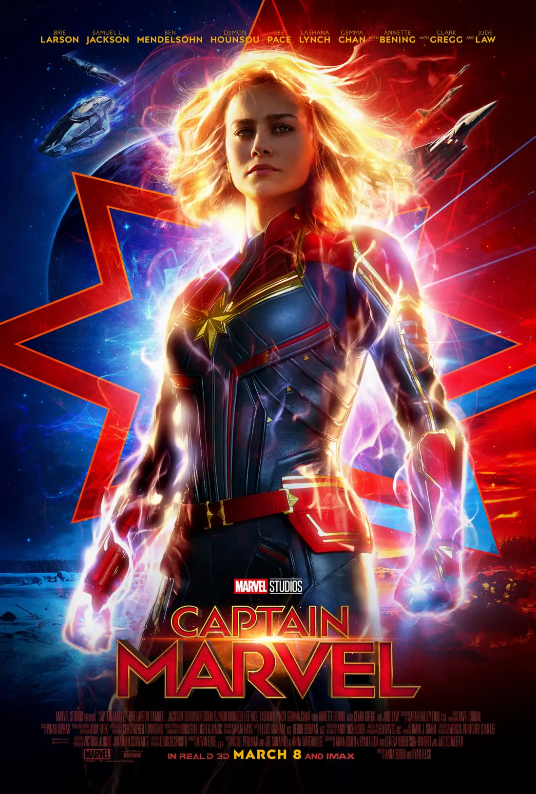 Marvel Studios Captain Marvel Movie Poster. Set in the 1990s, Marvel Studios&rsquo;&nbsp;CAPTAIN MARVEL&nbsp;is an all-new adventure from a previously unseen period in the history of the Marvel Cinematic Universe that follows the journey of Carol Danvers as she becomes one of the universe&rsquo;s most powerful heroes.