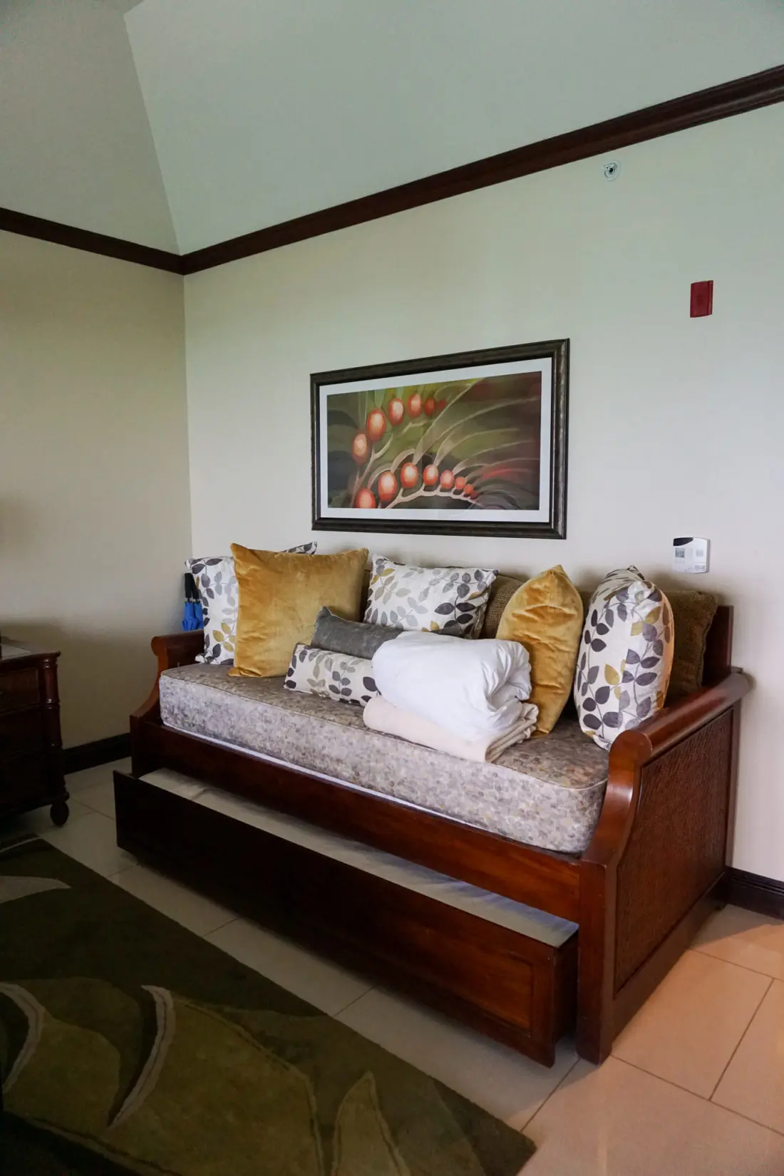 Oceanfront Family Suite Beaches Resorts in Turks and Caicos Day bed with trundle.Paradise does exist, and it's only a plane ride away. Take a look inside our suite in this Oceanfront Family Suite Room Tour at Beaches Resorts in Turks and Caicos.