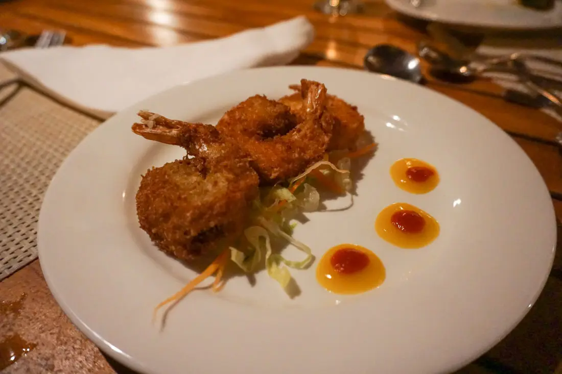 Coconut Shrimp Barefoot By The Sea. Read more of my Barefoot By The Sea Restaraunt at Beaches Turks and Caicos Review On My Blog. With the sparkling Sea just steps away, spectacular Caribbean vistas and cool sea breezes abound.
