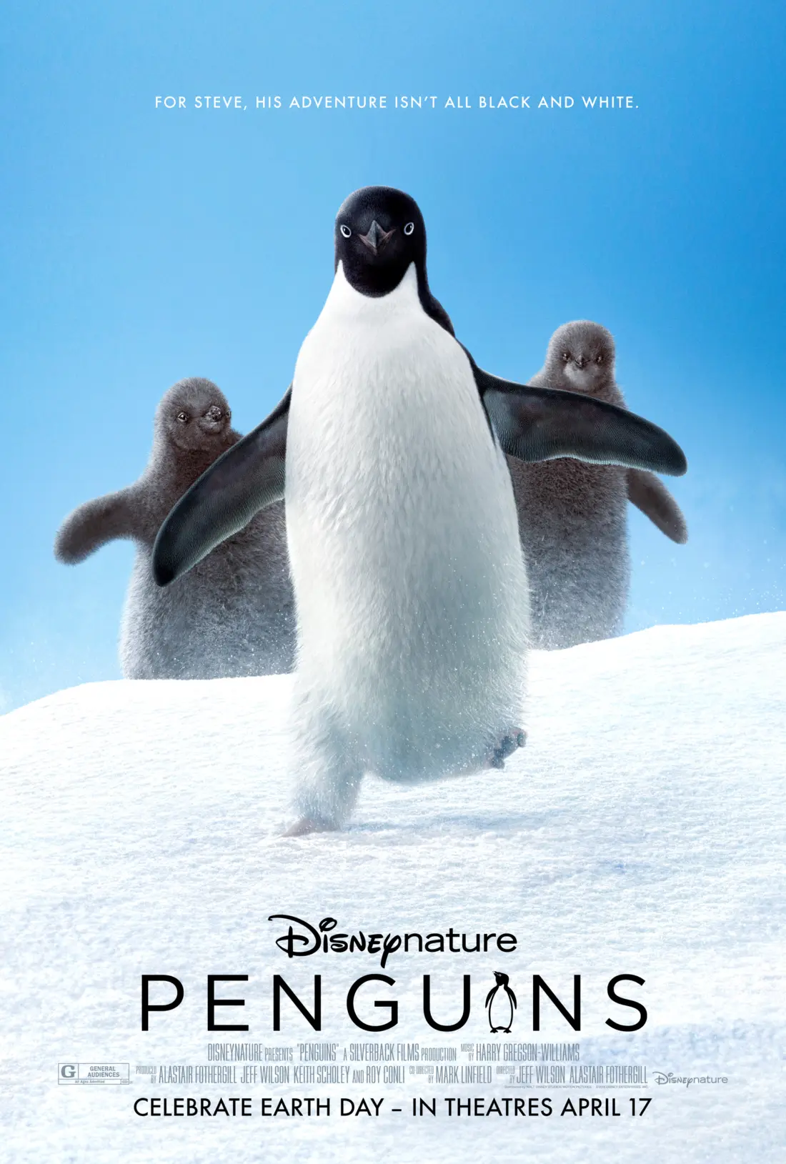 Disneynatures Penguins. Disneynature&rsquo;s all-new feature film &ldquo;Penguins&rdquo; is a coming-of-age story about&nbsp;an&nbsp;Ad&eacute;lie penguin&nbsp;named Steve who joins millions of fellow&nbsp;males&nbsp;in the icy Antarctic&nbsp;spring&nbsp;on a quest to build a suitable nest, find a life partner and start a family.