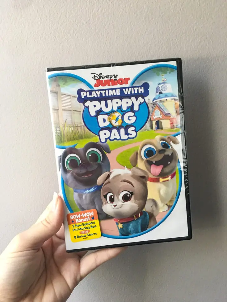 DIsney Junior Playtime With Puppy Dog Plays DVD Closeup. Adorable puppy brothers Bingo and Rolly are back! Join the doggy duo on amazing missions in their newest Playtime with Puppy Dog Pals DVD.
