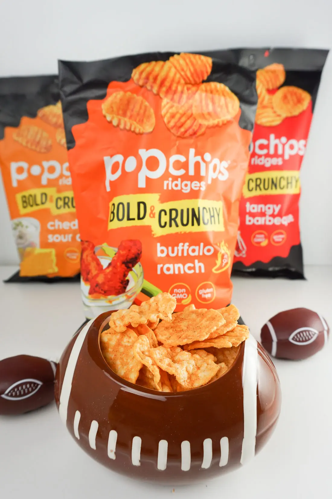 Popchips Buffalo Ranch. Stop stressing about what everyone will be eating on the Big Game Day. Take advantage of some awesome No-Cook Easy Game Day Snack Idea's on the blog now.