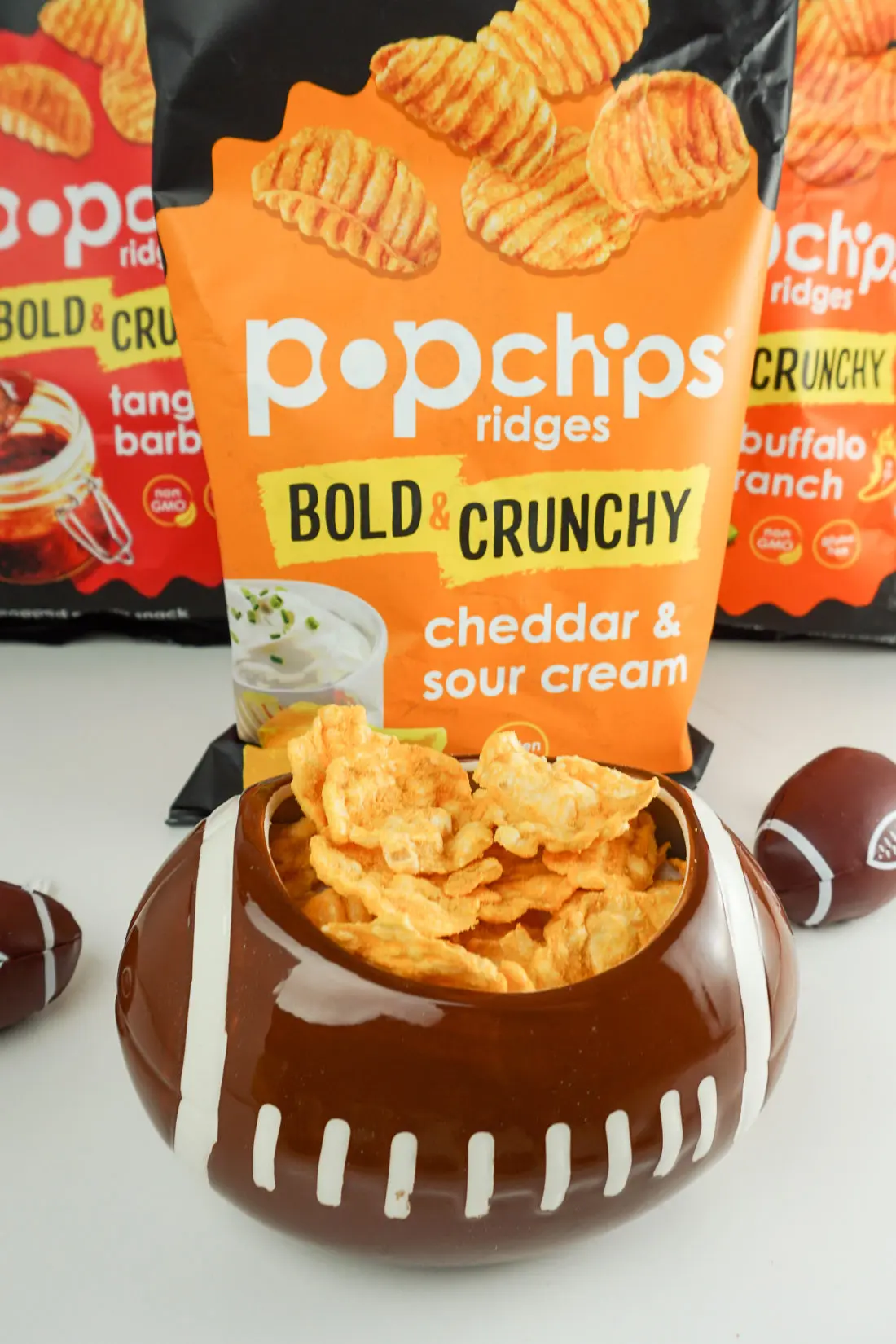 Popchips Cheddar and Sour Cream. Stop stressing about what everyone will be eating on the Big Game Day. Take advantage of some awesome No-Cook Easy Game Day Snack Idea's on the blog now.