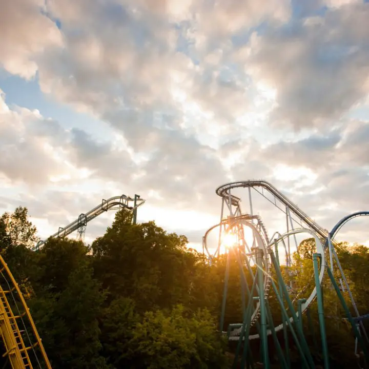 Busch Gardens Williamsburg Coasters Sunset photo.