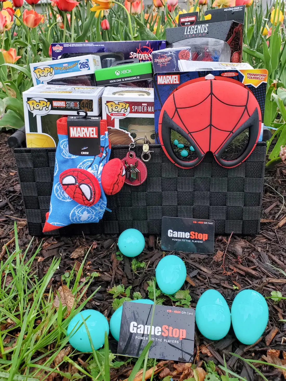 Spider-Man Easter Basket. Build your very own Spider-Man themed Easter Basket with a little help from your One-Stop-Shop GameStop. Gamestop has everything you need to build the ultimate Easter Basket for your teenager.