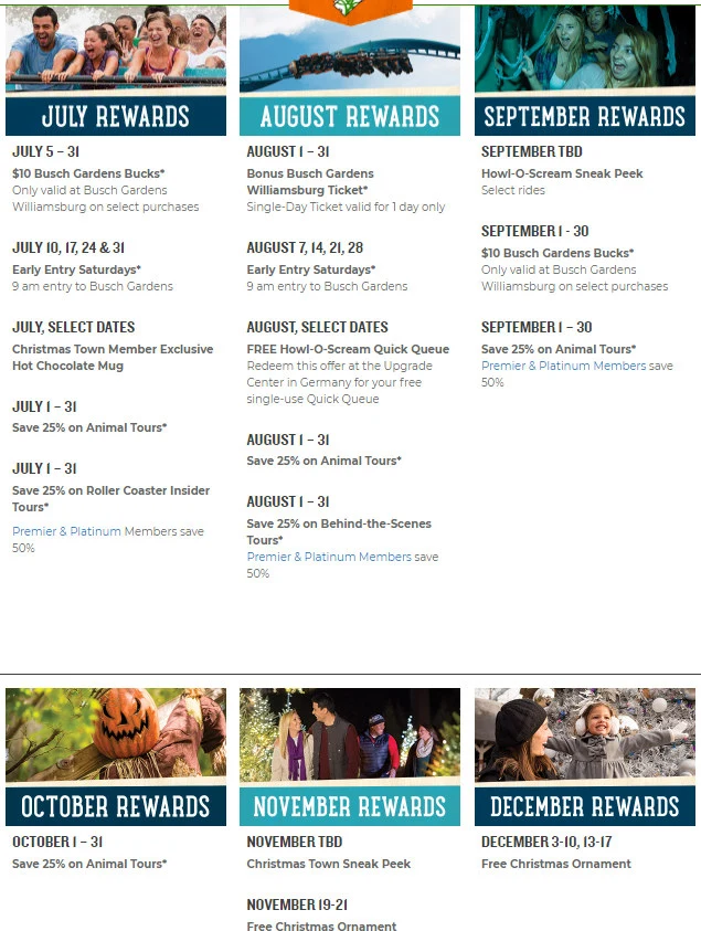 Learn everything you need to know about the Busch Gardens Membership Plans. Including their free Exclusive Benefits and Monthly Rewards you wont find anywhere else.