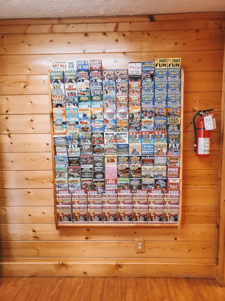 Eagles Ridge Resort Office Pamphlets. The Mountain Charm 3 Bedroom Cabin at Eagles Ridge Resort offers ample space and luxury. The perfect place to stay during a family vacation to Pigeon Forge, TN.