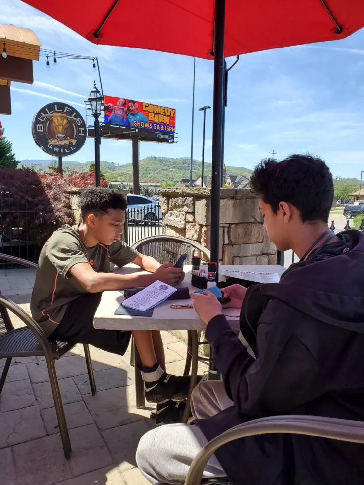 Bullfish Grill Pigeon Forge, TN Boys. The Bullfish Grill offers a superb dining experience built for families to enjoy. Enjoy freshly baked bread with a backdrop of the beautiful Smoky Mountains. View the menu and all the foods we enjoyed during our visit on the blog.
