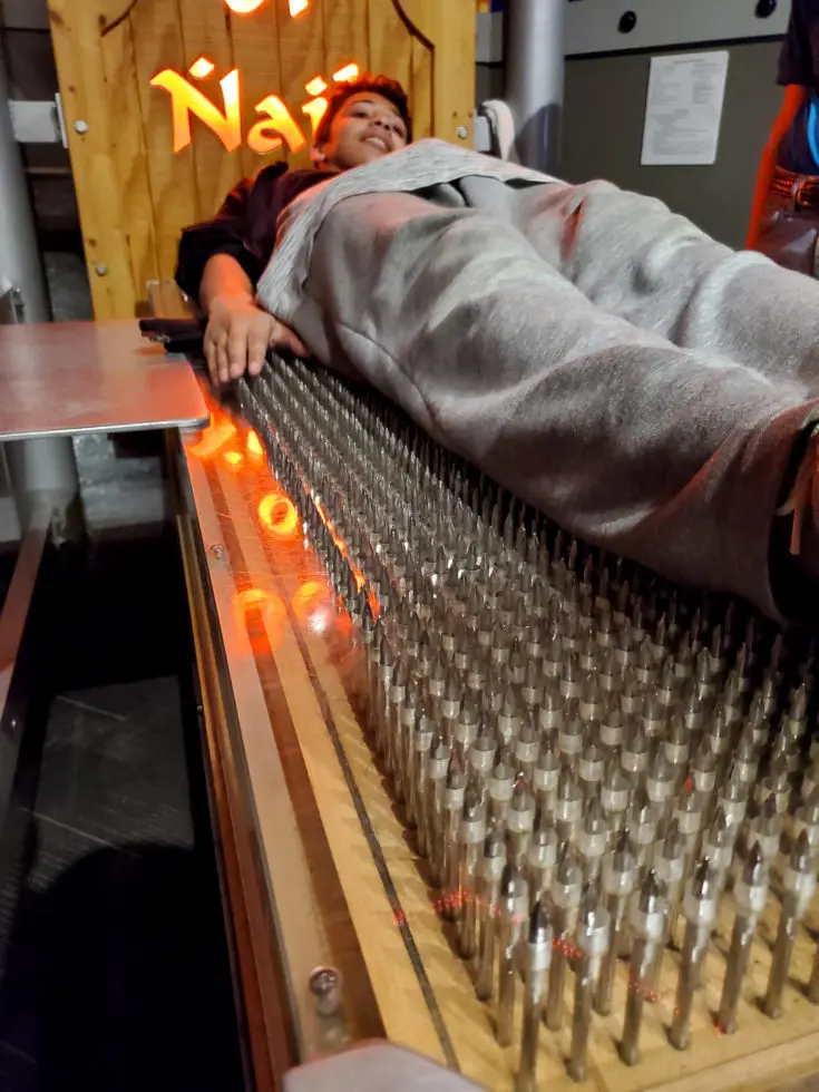 WonderWorks Bed of Nails. One of the top&nbsp;things to do in Pigeon Forge, WonderWorks Indoor Amusement park, is one of the best&nbsp;Pigeon Forge Attractions. With over 35,000 square feet of &ldquo;edu-tainment,&rdquo; WonderWorks is an amusement park for the mind. Read our full review on the blog.