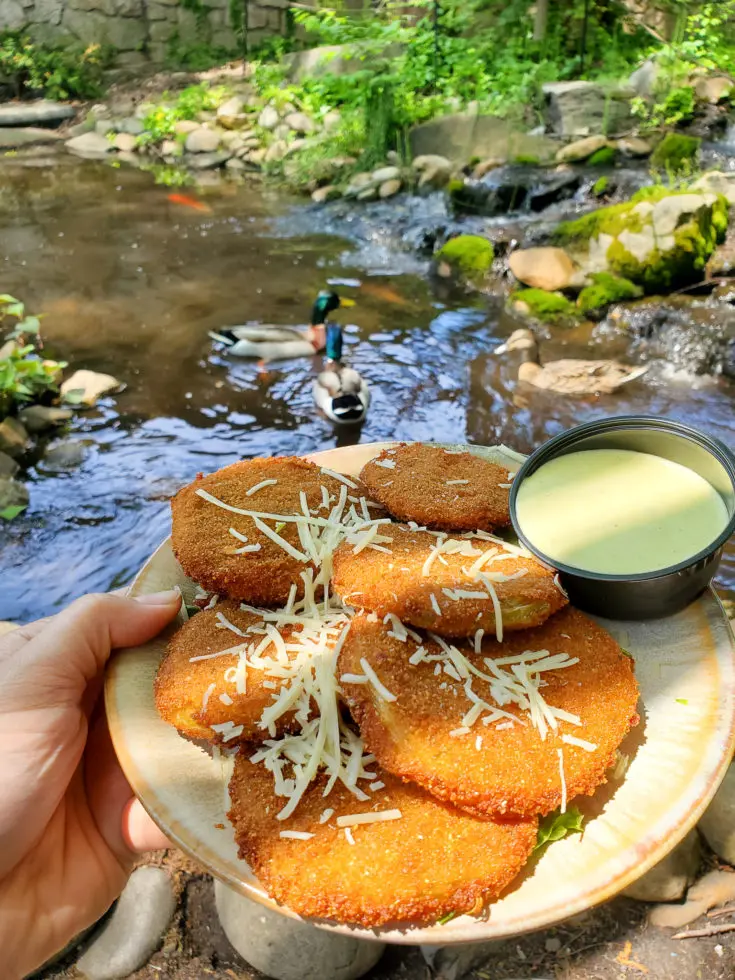 The Old Mill Pottery Cafe & Grille Fried Green Tomatoes. The Pottery House Cafe serves freshly made sandwiches, salads, and hearty entrees on dishes created by our potters right next door. Read my full review which includes photos of this beautiful and delicious location in Pigeon Forge, TN.
