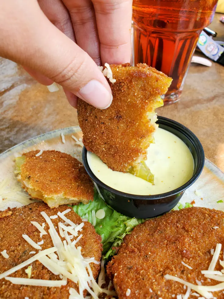The Old Mill Pottery Cafe & Grille Fried Green Tomatoes Dipped. The Pottery House Cafe serves freshly made sandwiches, salads, and hearty entrees on dishes created by our potters right next door. Read my full review which includes photos of this beautiful and delicious location in Pigeon Forge, TN.
