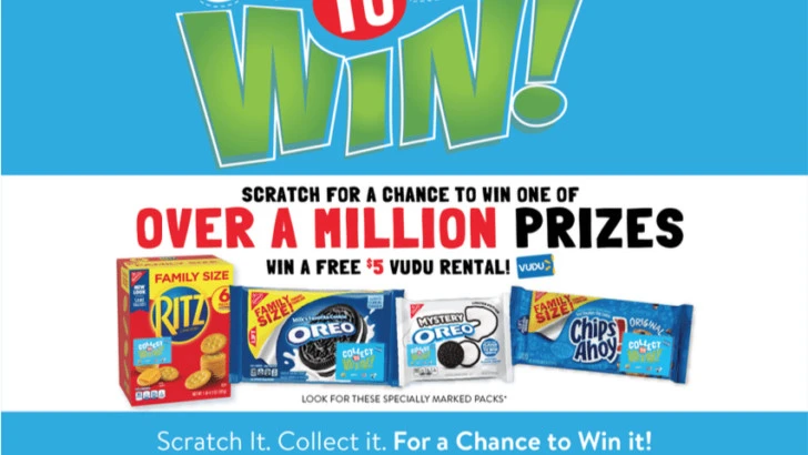 Collect To Win RITZ Promotion. Collect to Win at Walmart is back! Now through November 1st when you purchase specially marked packages of Family Size OREO, Family Size CHIPS AHOY!, Family Size RITZ, and Mystery OREO you have the chance to win one of over a MILLION in prizes!