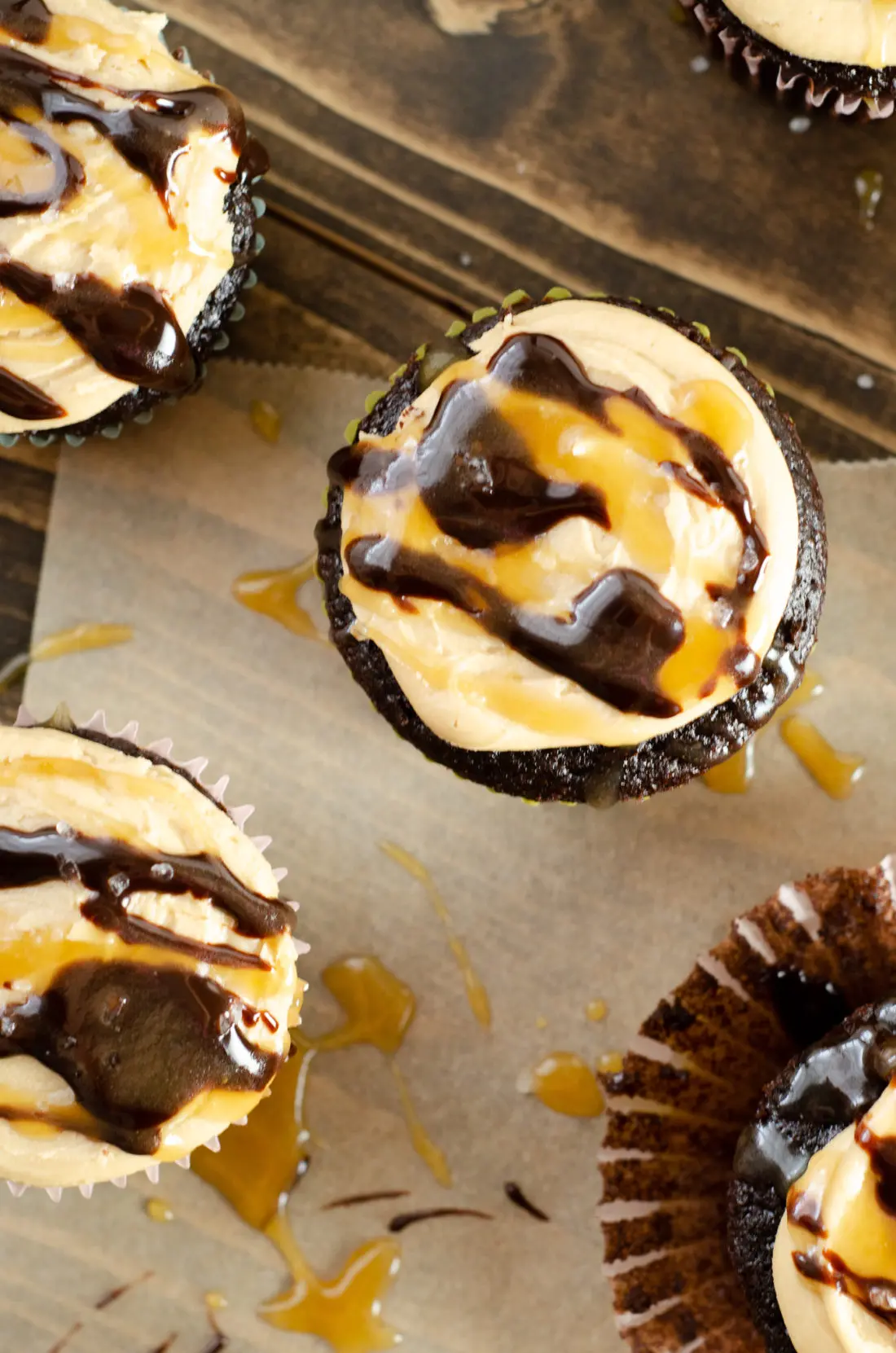 Super Moist Chocolate Cupcakes From Scratch Salted Caramel Frosting with caramel and chocolate fudge. Celebrate any occasion with these decadent Super Moist Chocolate Cupcakes From Scratch with Salted Caramel Frosting and Caramel Filled Center. This homemade recipe is so easy to create, the kids can join in.